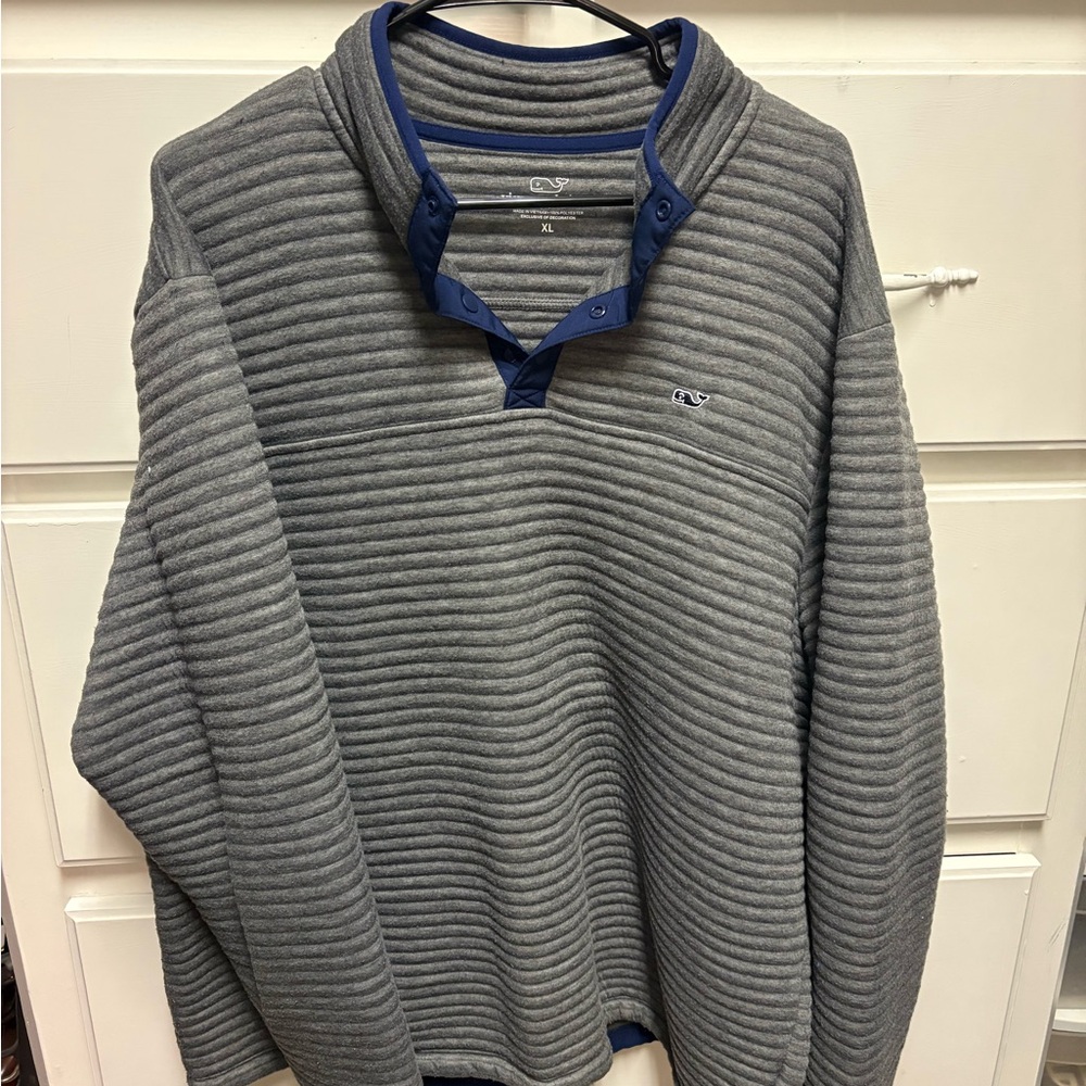Vineyard Vines Gray and Blue Crewneck Sweater